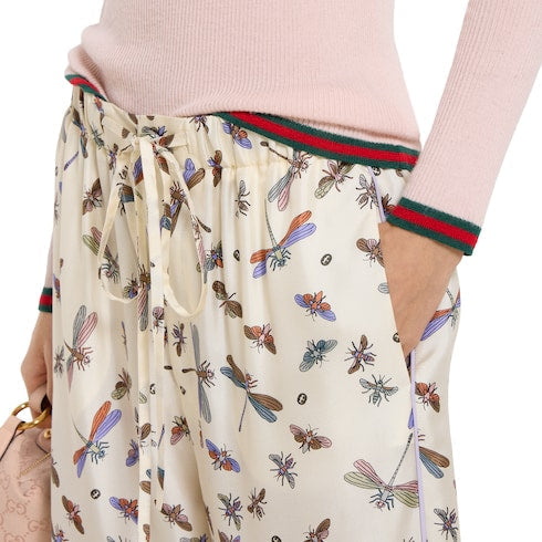 Printed silk twill pants