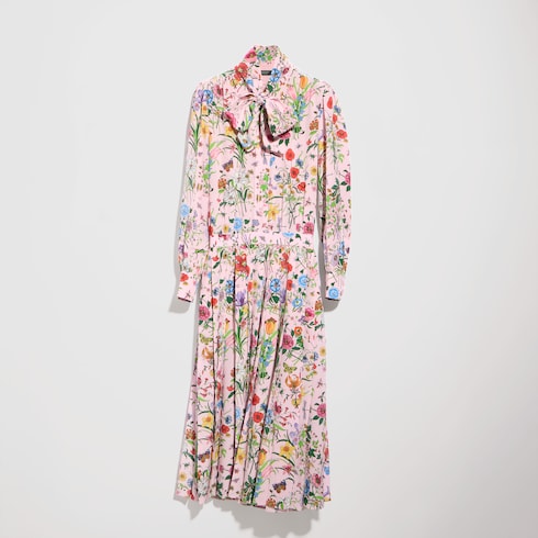 Printed silk chemisier dress