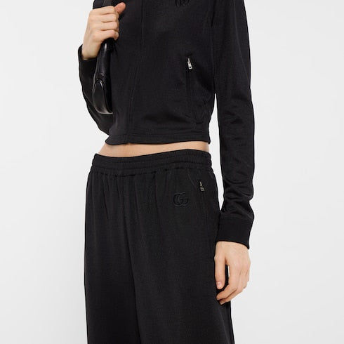Jersey leisure pants with embroidery