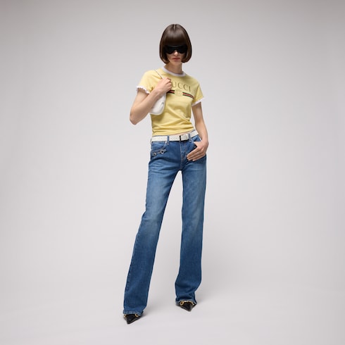 Belt with squared buckle