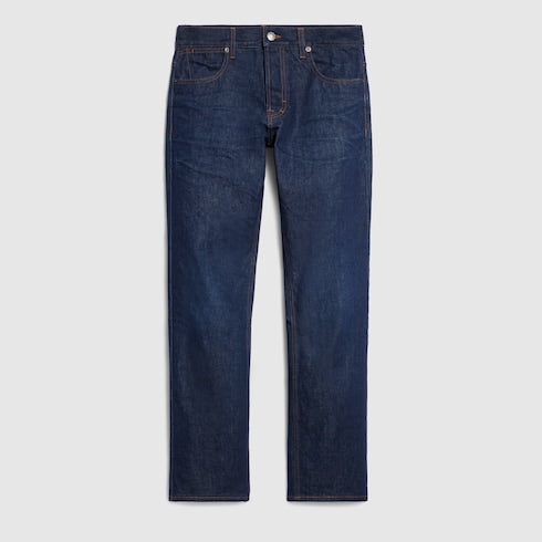 Cotton denim pants with embroidery