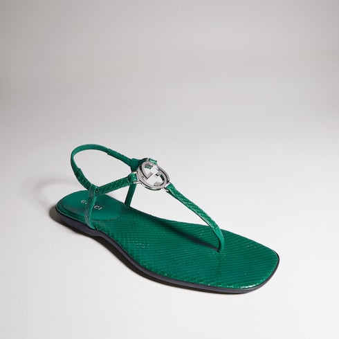 Women's python thong sandal with Interlocking G