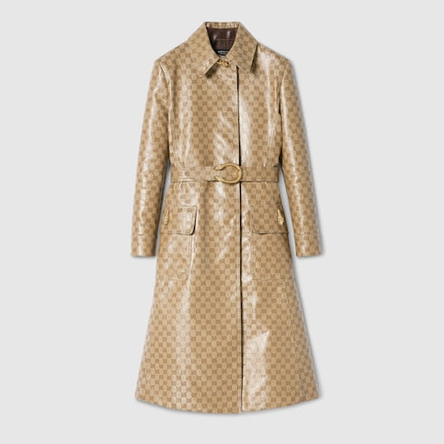 Coated GG cotton canvas fabric coat