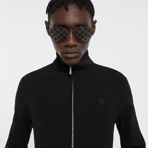 Stretch nylon gabardine zip jacket