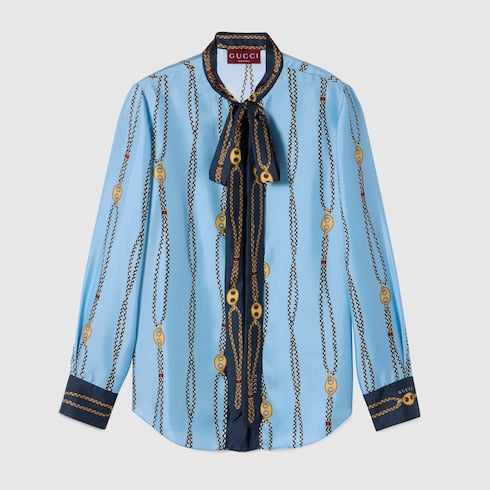 Printed silk twill shirt