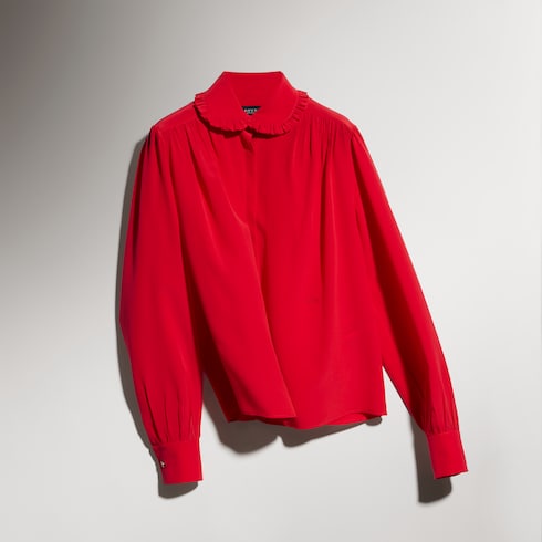 Silk crêpe de chine shirt with embroidery