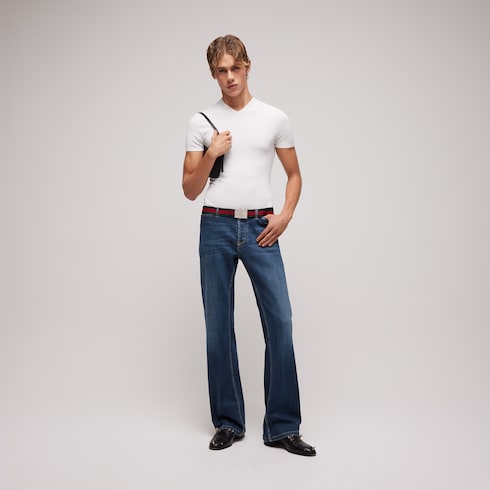 Stretch cotton denim pants