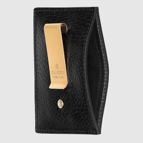 Black Leather GG Marmont Money Clip