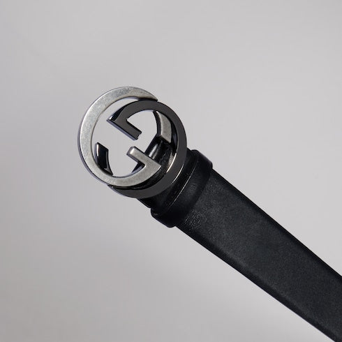 Wide belt with Interlocking G buckle