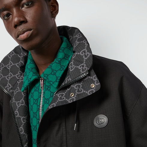 Reversible GG ripstop nylon jacket