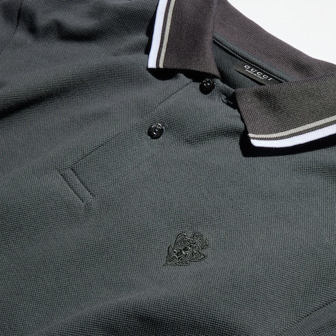 Cotton piquet polo shirt with embroidery