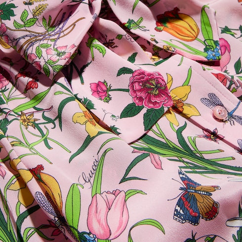 Printed silk chemisier dress