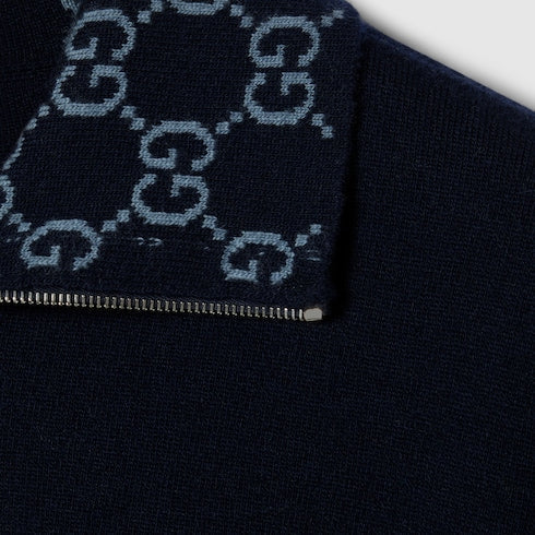 Knit double wool zip jacket