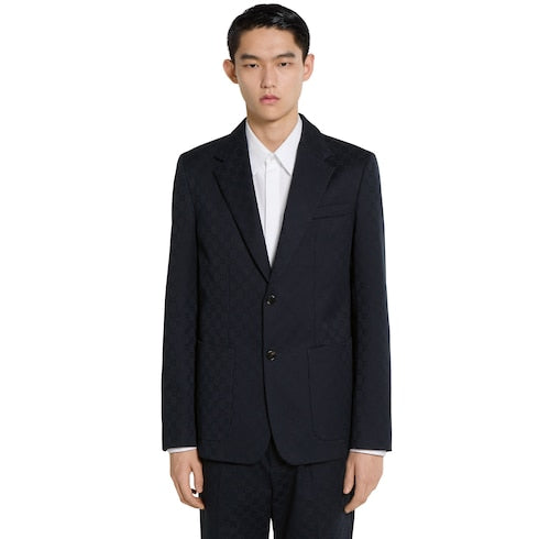 GG cotton gabardine jacquard jacket