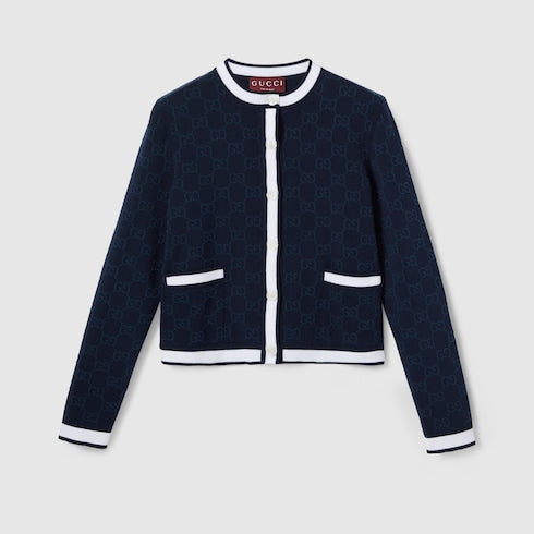 GG fine cotton jacquard cardigan