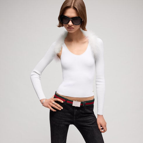 Rib viscose tank top with cardigan