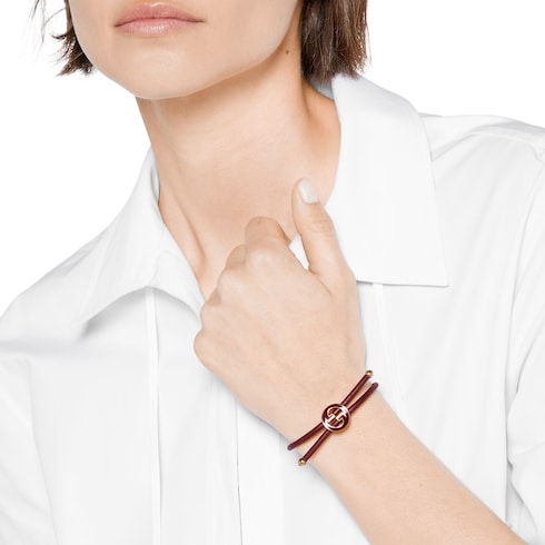 Bracelet with enamel Round Interlocking G