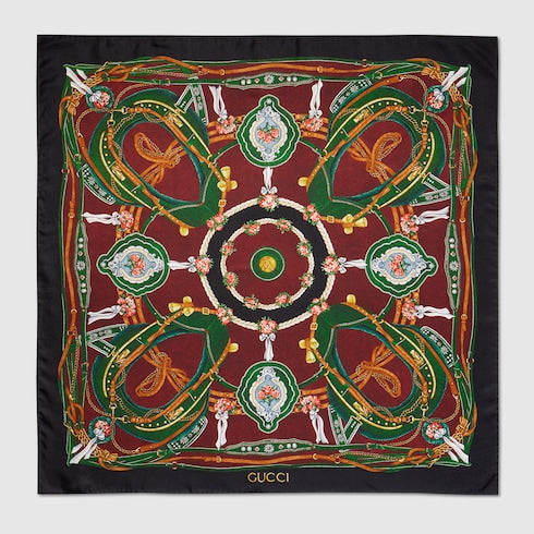 "Salon Privé" printed silk carré