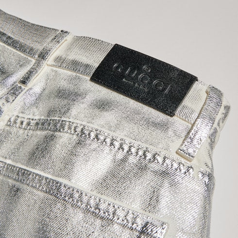 Straight denim pants with soft coating