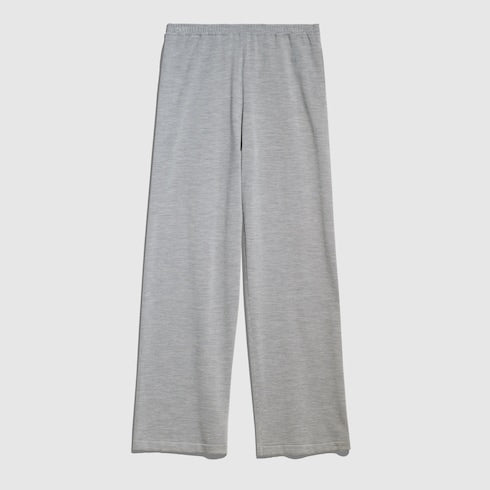 Wool silk leisure pants with embroidery