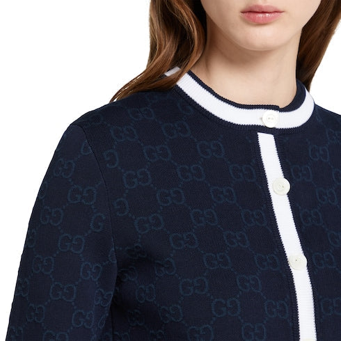 GG fine cotton jacquard cardigan