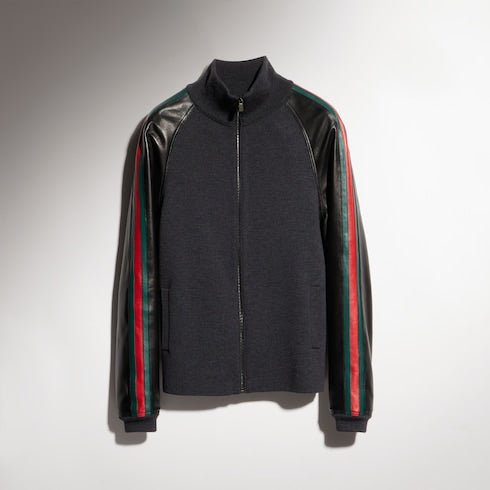 Fine rib wool zip jacket with Web