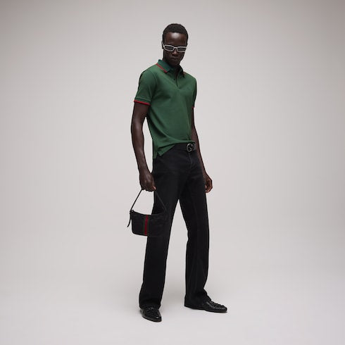 Cotton piquet polo shirt with embroidery