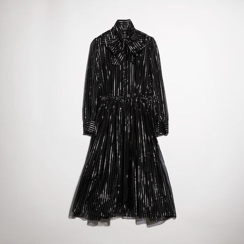 Pinstripe silk organza chemisier dress