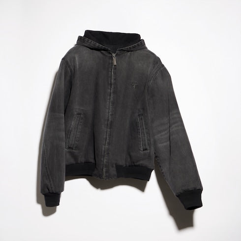 Reversible cotton denim zip jacket