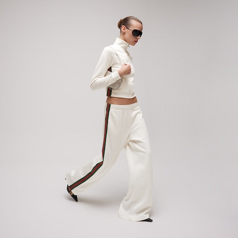 Rib cotton jersey leisure pants with Web