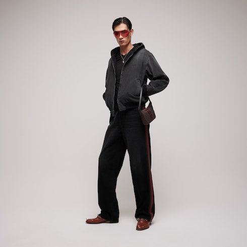Reversible cotton denim zip jacket