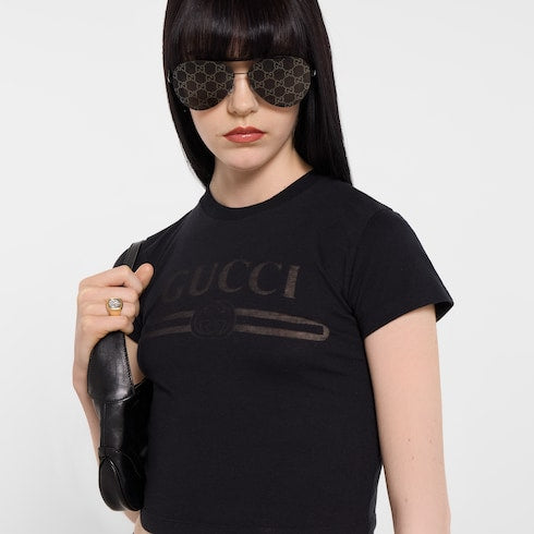 Cotton jersey T-shirt with devoré detail