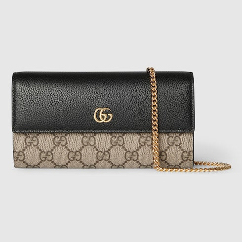 Bi-color GG Marmont wallet on chain