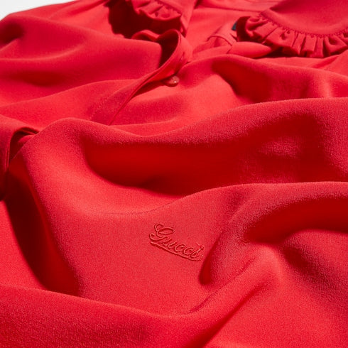 Silk crêpe de chine shirt with embroidery