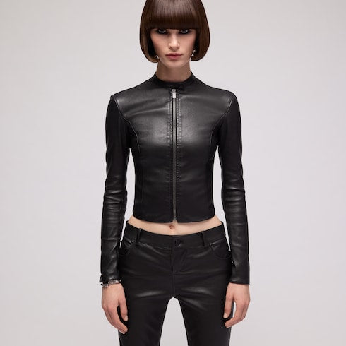 Lightweight stretch leather jacket