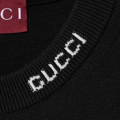 Silk cotton T-shirt with Gucci intarsia