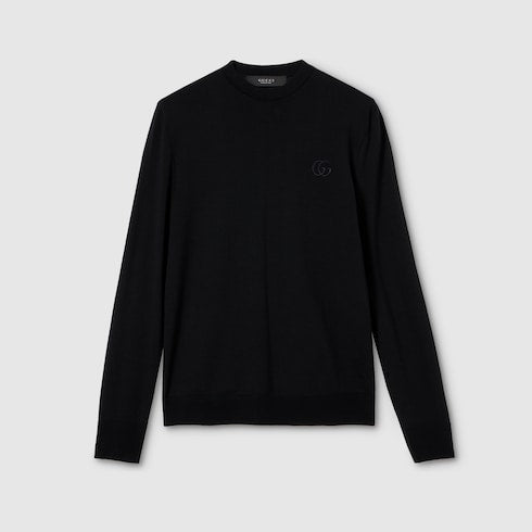 Knit wool sweater with embroidery