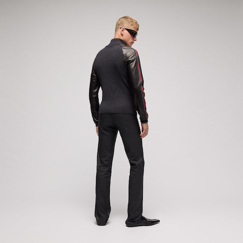 Fine rib wool zip jacket with Web
