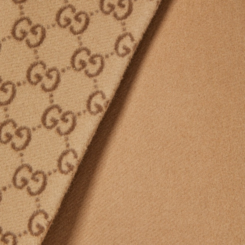 Reversible GG silk wool blend coat