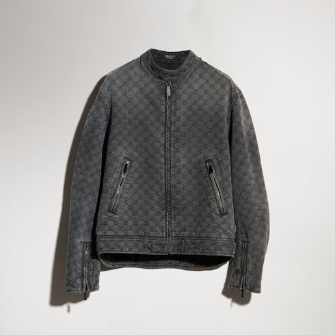GG cotton denim jacquard zip jacket