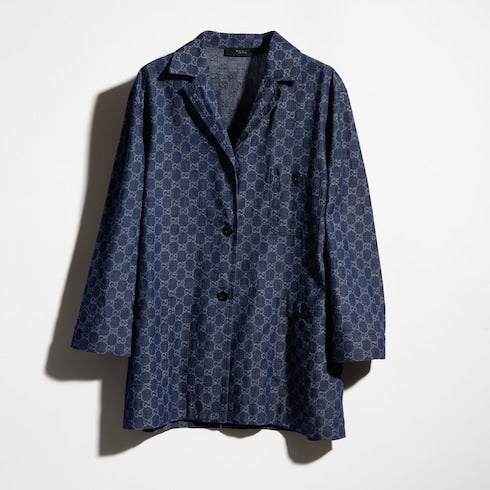 GG cotton denim jacquard jacket