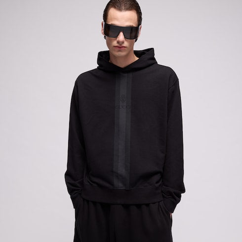 Cotton hooded sweatshirt with muted Web