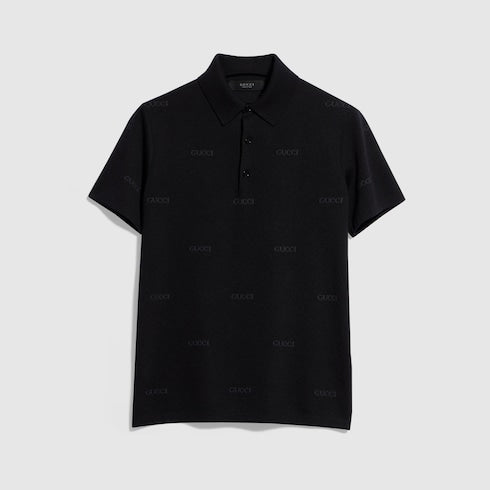 Wool silk Gucci jacquard polo shirt