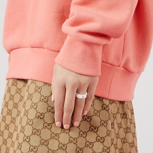 18K Yellow Gold And White Icon Ring With Interlocking G