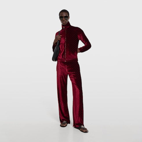 GG stretch velvet devoré zipped jacket