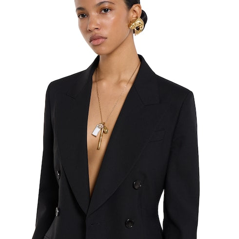 Double-breasted light wool jacket