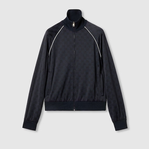 GG nylon and jersey zip jacket