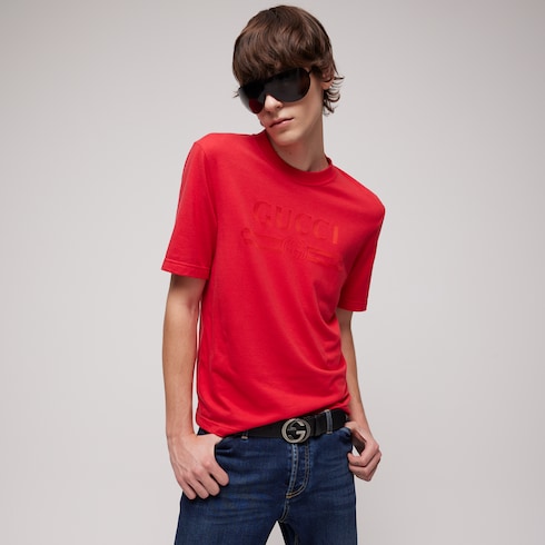 Cotton jersey T-shirt with devoré detail