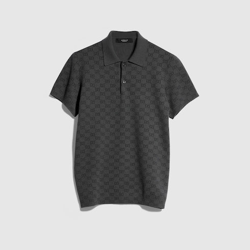 GG wool silk jacquard polo shirt