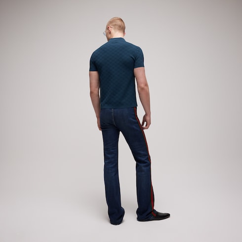 Technical GG jacquard fabric polo shirt